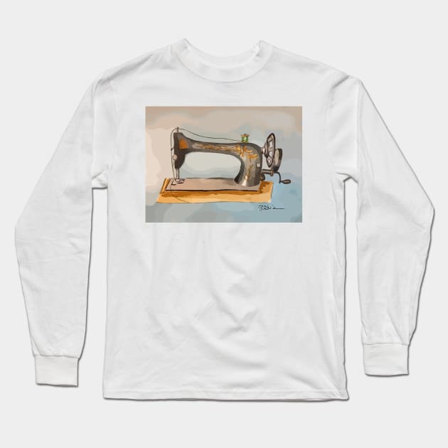 Old time sewing machine Long Sleeve T-Shirt by WelshDesigns